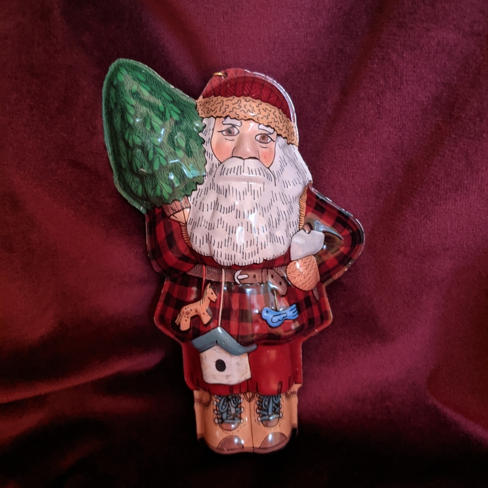 Woodland Santa Pressed Tin Hallmark Ornament